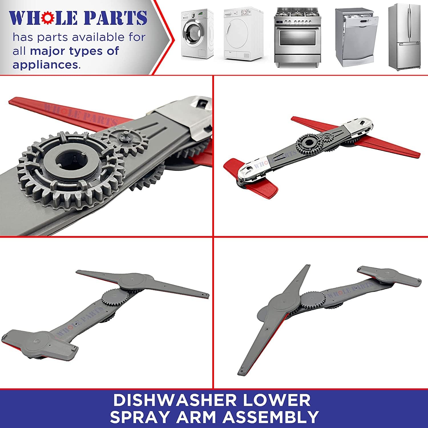 Whole Parts Dishwasher Lower Spray Arm Assembly Part # W10859935 - Replacement & Compatible With Some Kenmore and Whirlpool Dishwashers