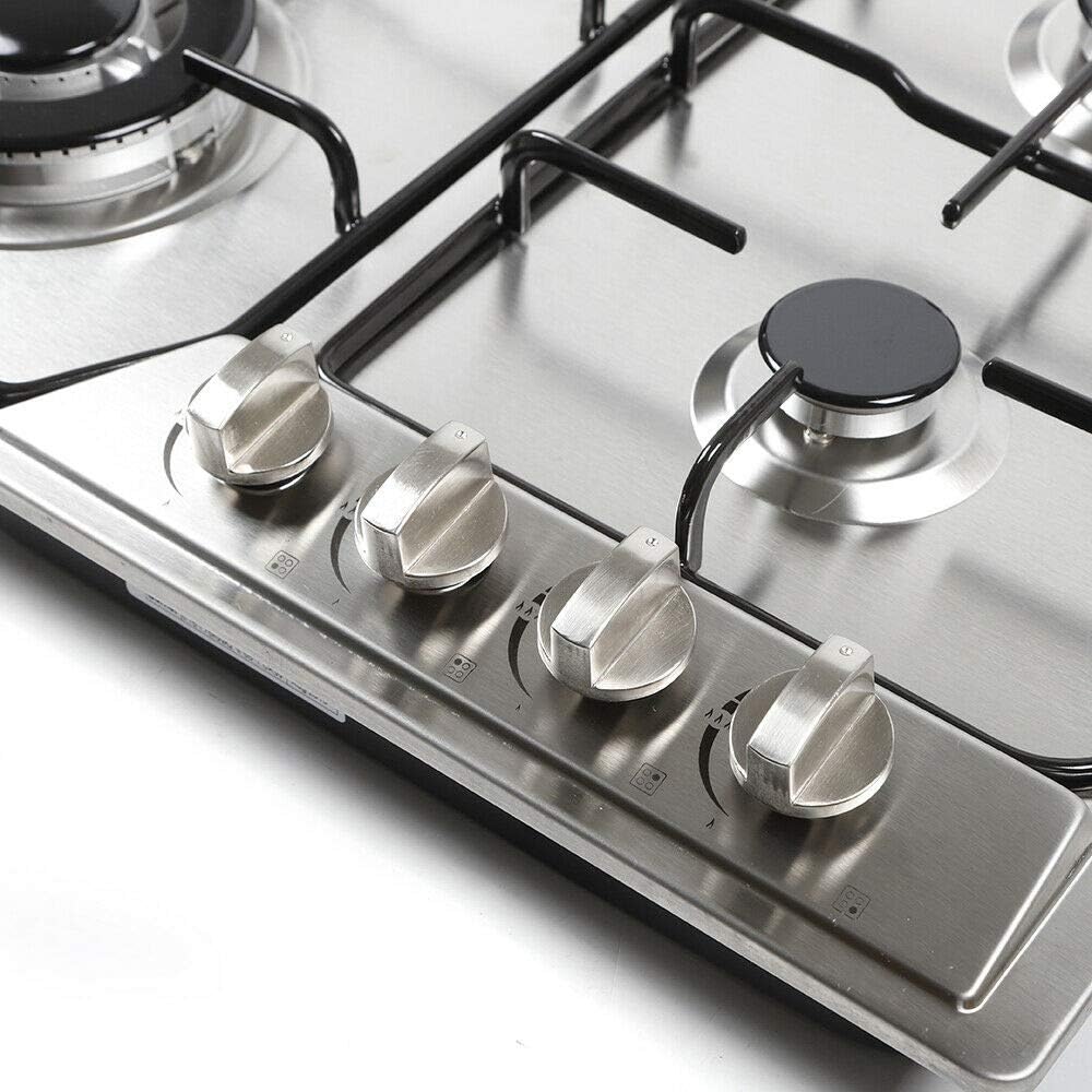 Gas Cooktop 23 inches 4 Burners Gas Stove - gas hob stovetop Stainless Steel Cooktop 4Sealed Burners Cast Iron Grates Built-in Gas Stove Top LPG/NG Gas Cooktop Thermocouple Protection