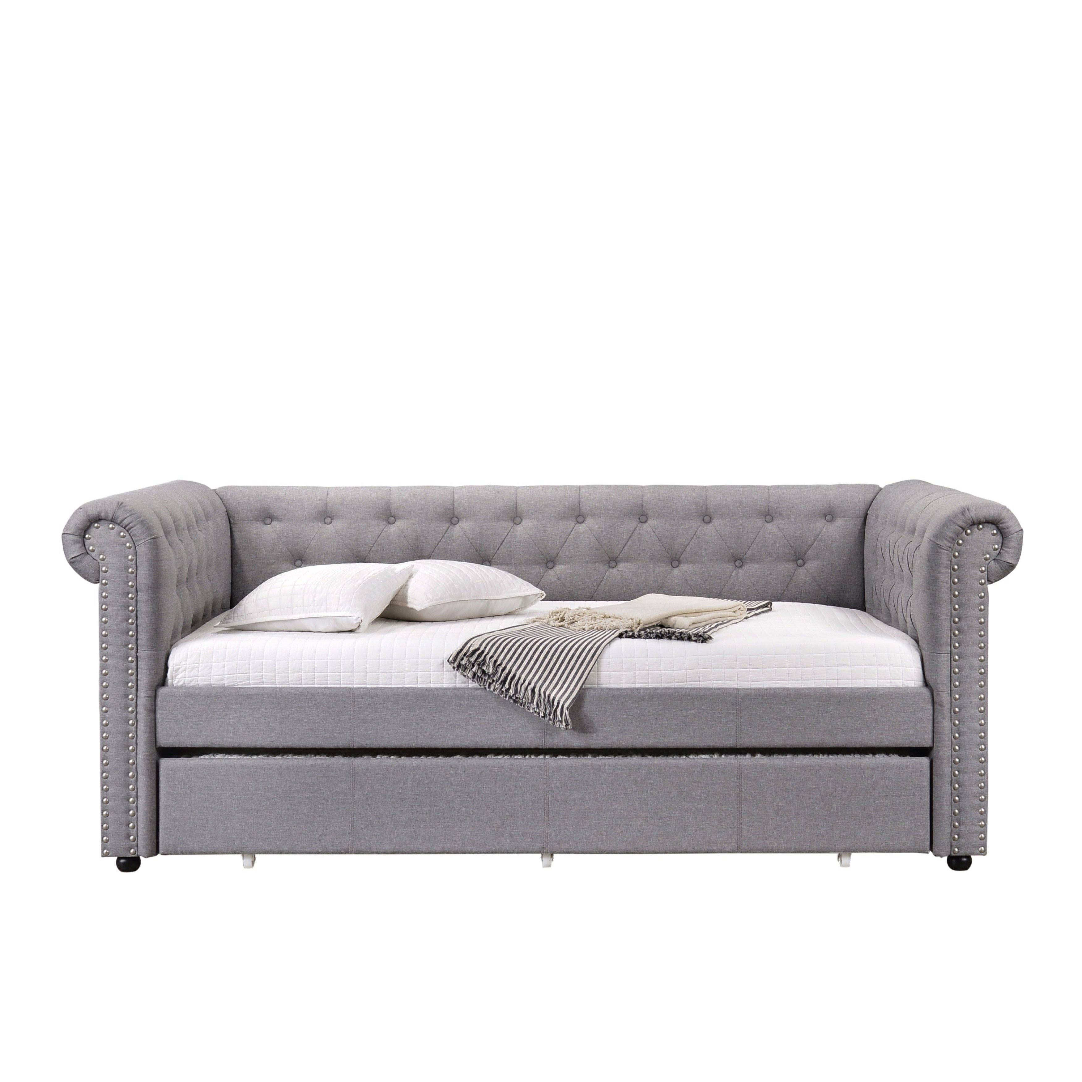 Acme Furniture Justice Smoke Gray Fabric Daybed u0026 Trundle - Twin