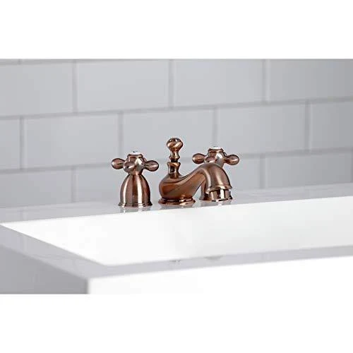 Kingston Brass KS395AXAC Restoration Mini-Widespread Bathroom Faucet Antique Copper