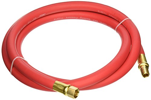 MILTON Strength Air Hose Reel w/Auto- Retractable Steel Dual Arm, 3/8" MNPT x 50 ft. Hybrid Rubber Hose - 300 Max PSI, Red - 2770-50D