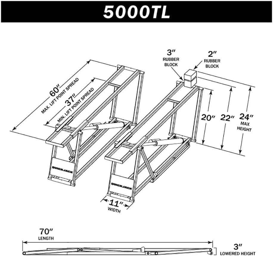 QuickJack 5000TL 5,000lb Portable Car Lift with 110V Power Unit