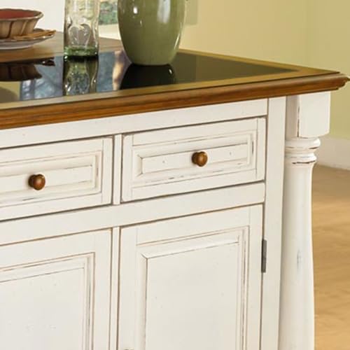 Homestyles Monarch Kitchen Island Set, With 2 Stools, Off-White