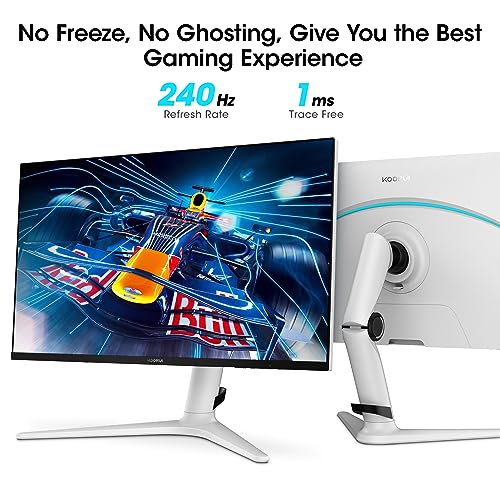 KOORUI 27” 240Hz Gaming Monitor, Mini-LED - QHD (2560 x 1440), 1ms, HDR 1000, 100% sRGB, Height Adjustable, HDMI/DisplayPort, White/Grey, GN10