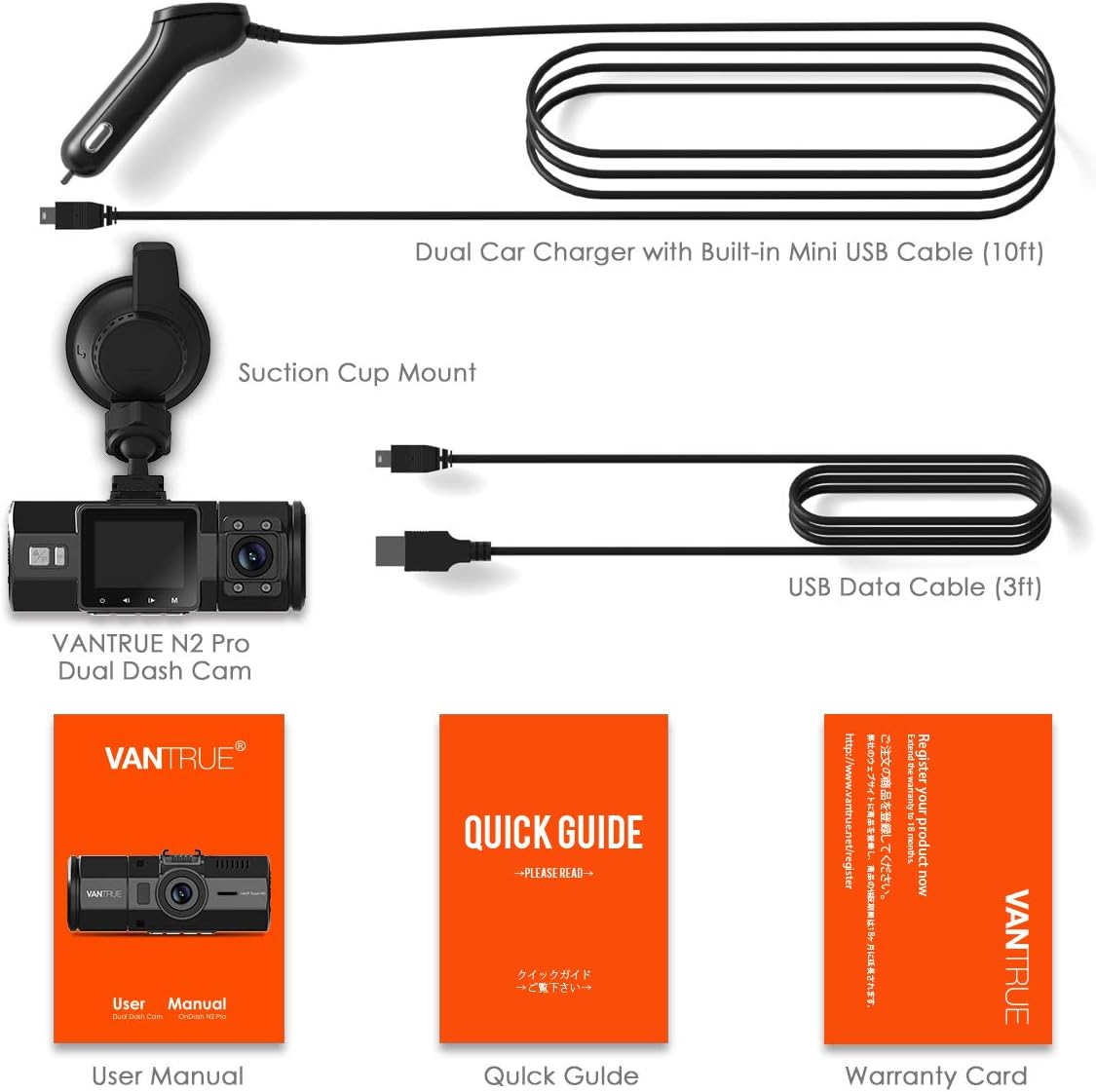 Vantrue N2 Pro Uber Dual 1080P Dash Cam, 2.5K 1440P Front Dash Cam, Front and Inside Loop Dash Camera with Infrared Night Vision, 24hr Motion Detection Parking Mode, Accident Record, Support 256GB max