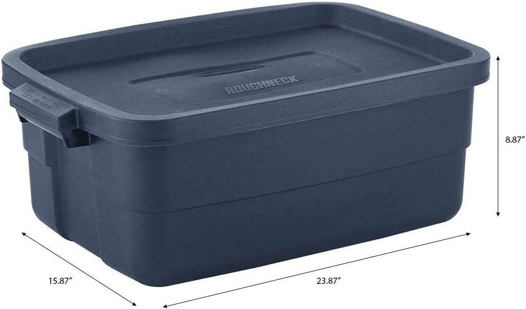 Rubbermaid Roughneck️ Storage Container, 10 Gal - 8 Pack, Dark Indigo Blue, 8 Count