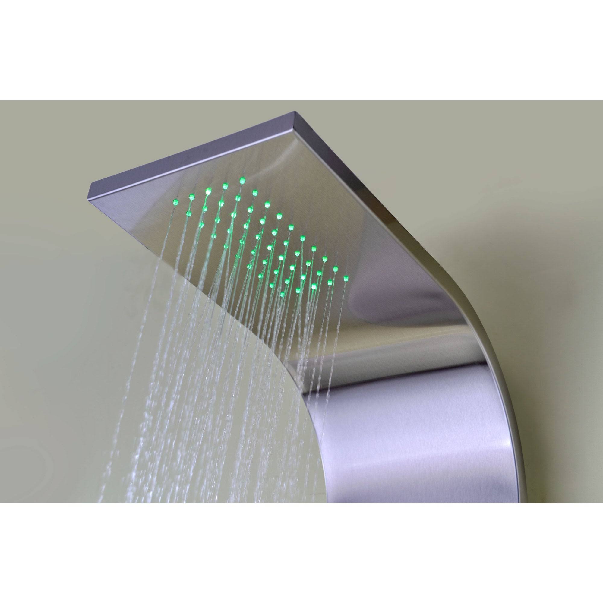 Anzzi SP-AZ024 Arc 64 in. 2-Jetted Shower Panel with Heavy Rain Shower and Spray Wand in Brushed Stainless Steel