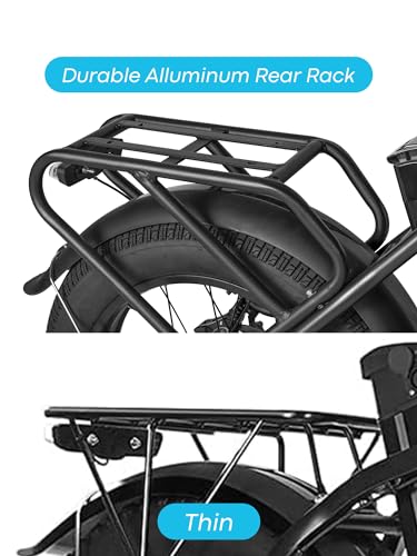 Electric Bike for Adults, 20.8Ah Removable Battery, Folding E-Bike with 750W Motor, 75+Miles Long Range, 4-6Hours Fast Charging, 7 Speed 20 x 4.0 Fat Tire Electric Horn, Class 2 Ebike