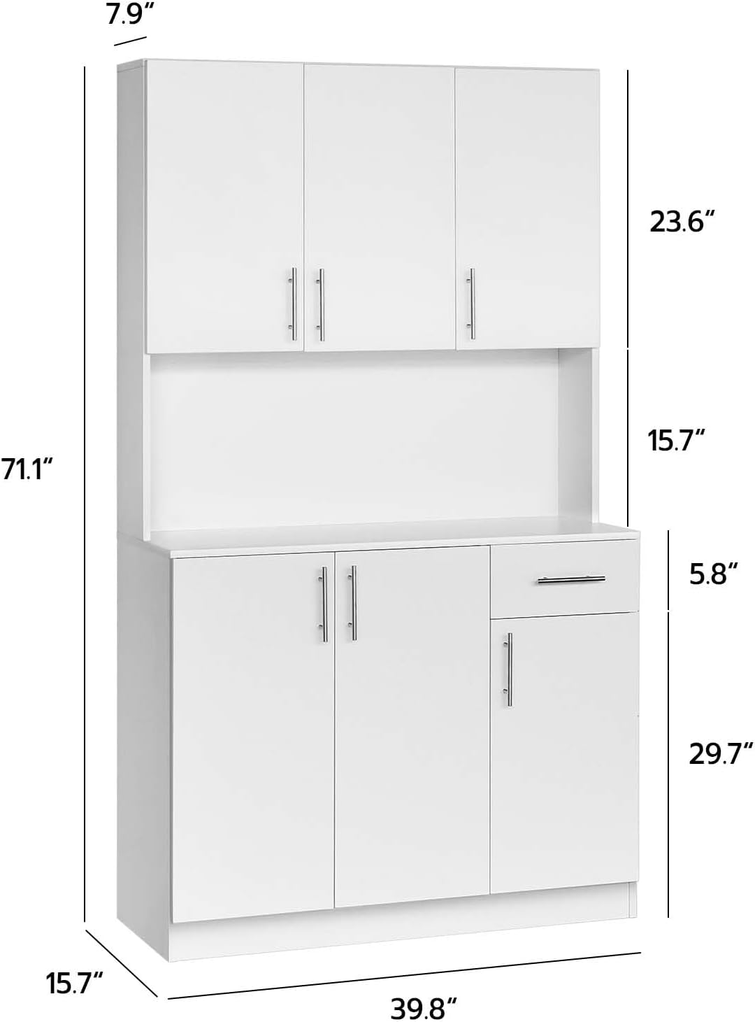 Kitchen Pantry Cabinet, 71” Pantry Storage Cabinet, Large Freestanding Tall Kitchen Hutch Storage Cabinet with 6 Doors and Drawer for Kitchen Dining Room, White