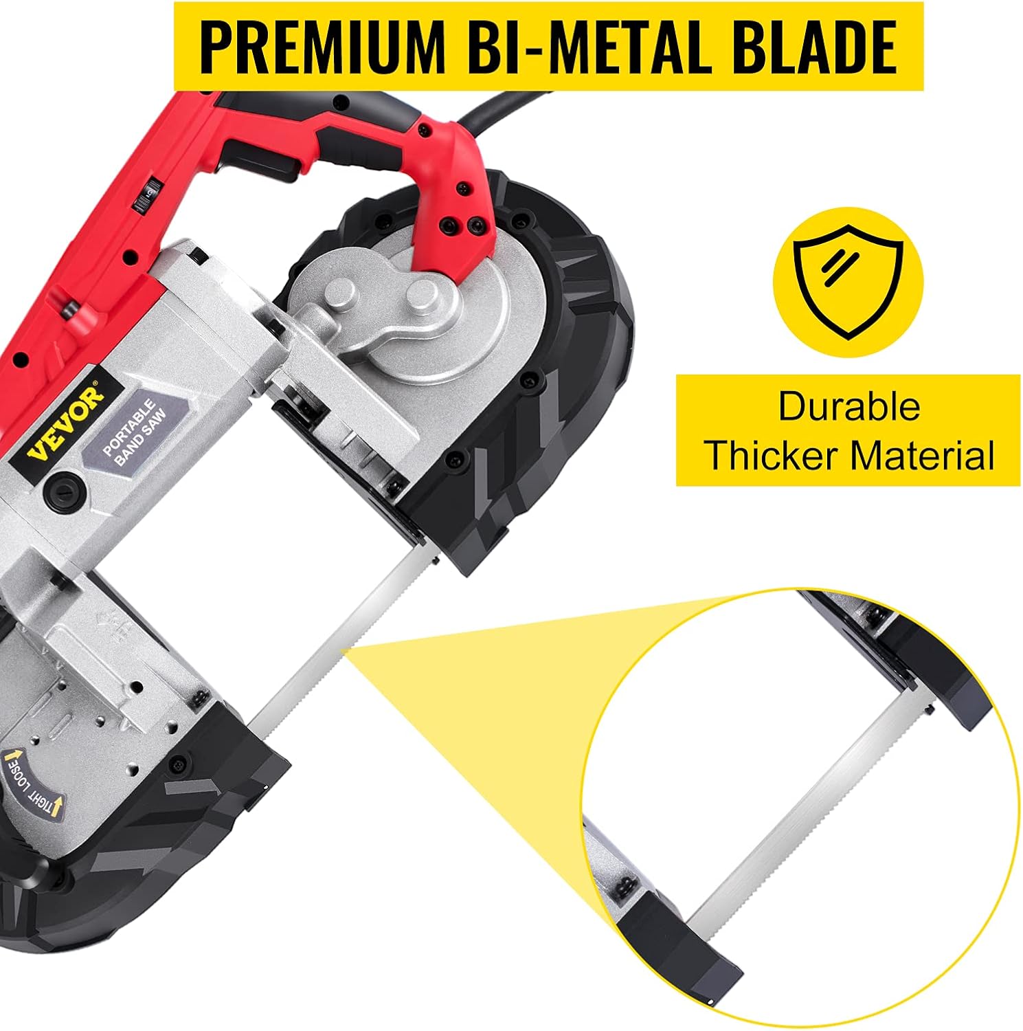 VEVOR Portable Band Saw, 5Inch Cutting Capacity Cordless BandSaw, Variable Speed Hand held Band Saw,10Amp Motor Portable Bandsaw, Deep Cut Bandsaw for Metal Wood Tubing Pipes Rebar and Plastic