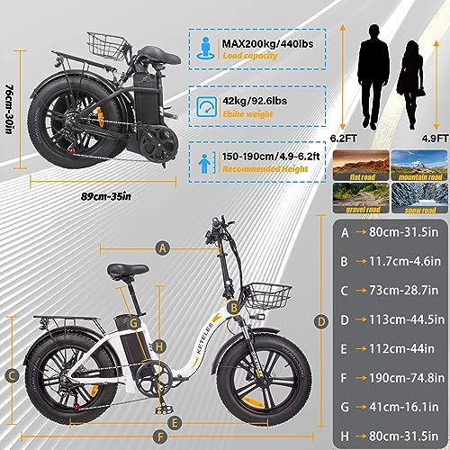 Electric Bike for Adults 1000W Folding Electric Bike Ebike with Removable Battery Fat Tire Electric Bicycle Long Range E Bike with Color Display Hydraulic Brake 7 Speed Gears