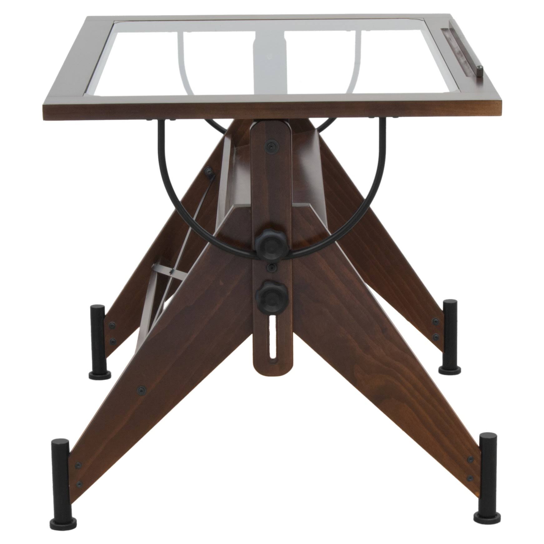Studio Designs Aries Glass Top Drafting Table - Dark Walnut/Black