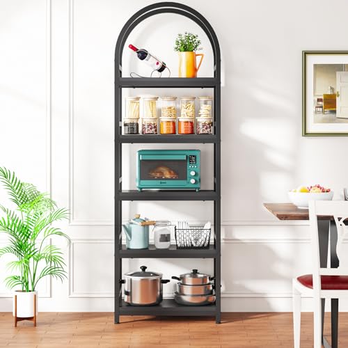 Tribesigns 4-Tier Open Bookshelf, 71" Modern Arched Bookcase Storage Shelves with Metal Frame, Freestanding Storage Rack Tall Standing Bookshelves for Bedroom, Living Room, Home Office