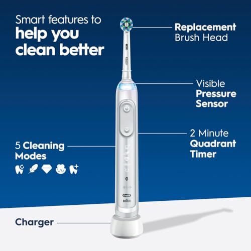 Oral-B Genius X Limited Rechargeable Electric Toothbrush with 1 Replacement Brush Head, Travel Case, Midnight Black