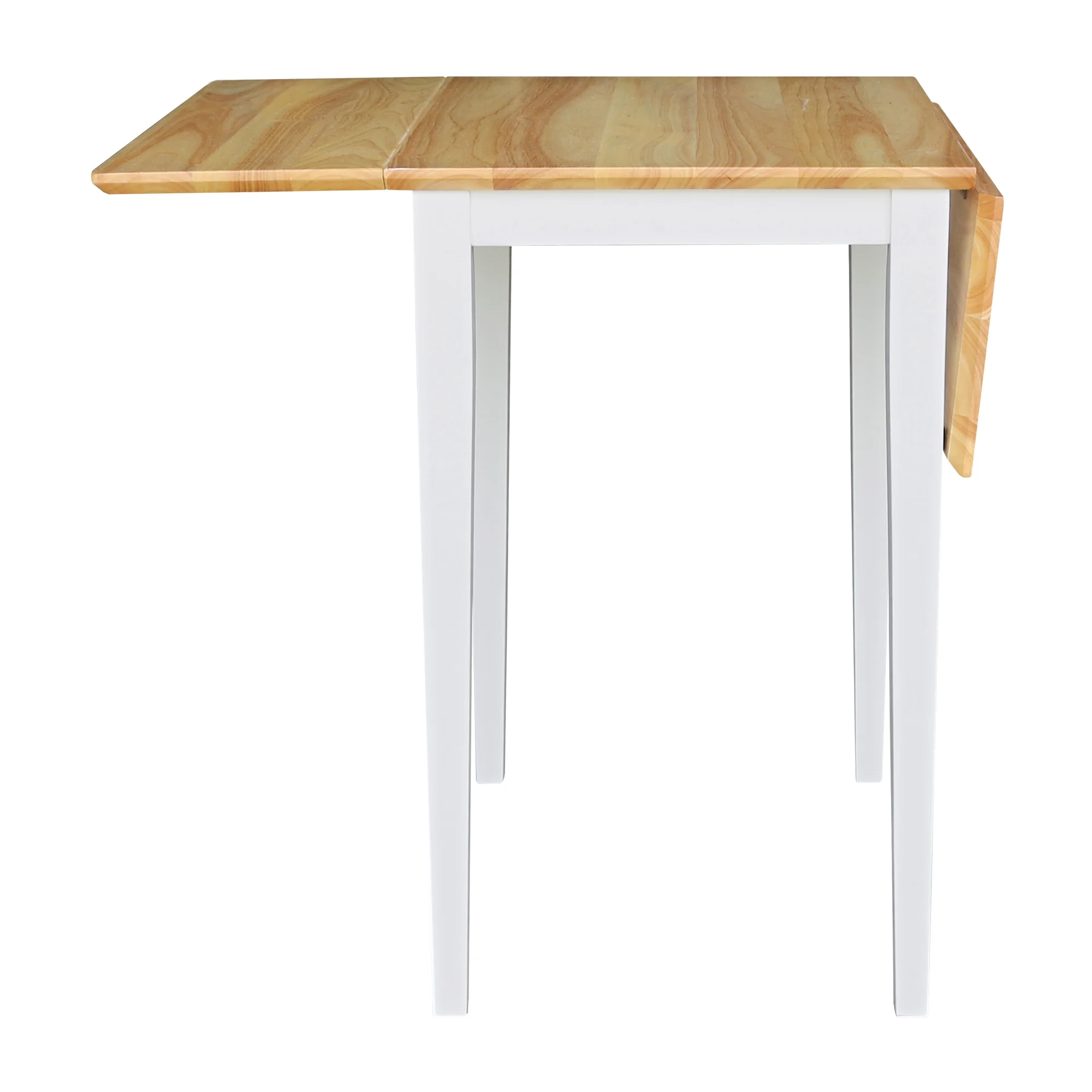 International Concepts Small Dropleaf Table in White and Natural