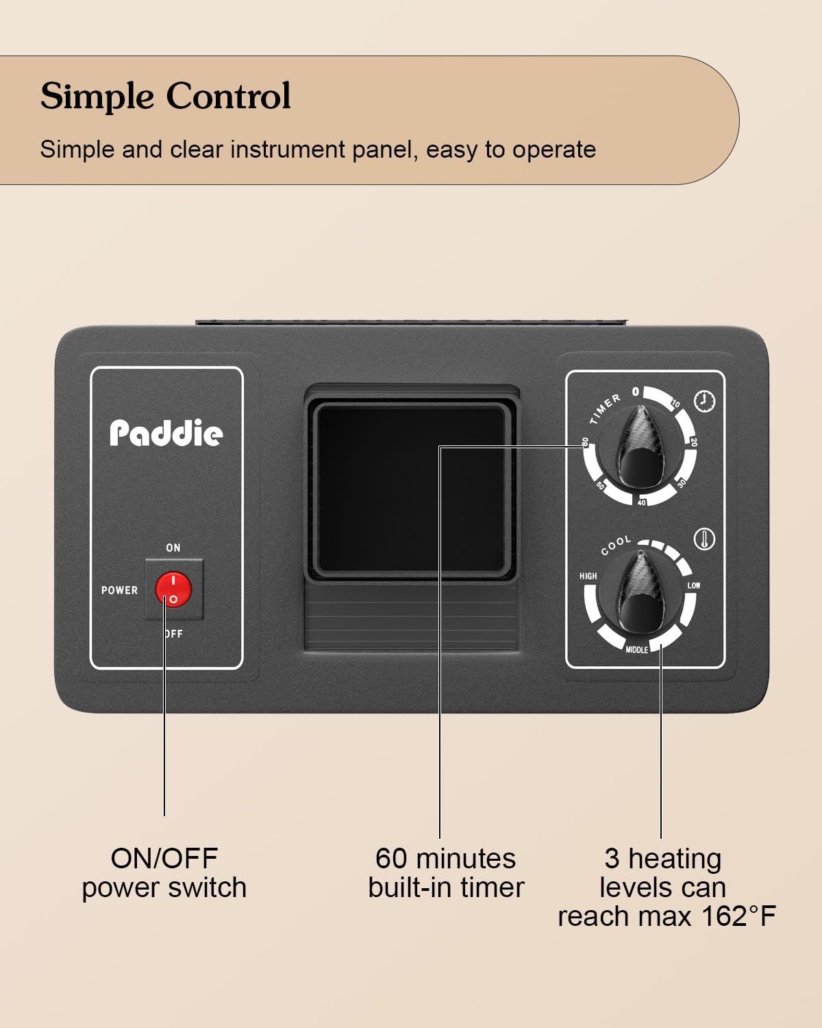 Paddie Professional Portable Hooded Conditioning Salon Hair Dryer 1000W with Stand/Removable Wheels, 60-minute Timer, Temperature Adjustable, Angle & Height Adjustable Downdraft Hood