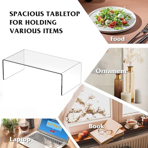 Acrylic Coffee Table, 44" L x 16" W x 16" Hx 4/5'' Thick Rectangle Clear Coffee Table, Modern Lucite Coffee Table Acrylic Furniture, Waterfall Coffee Table for Living Room, Office and Bedroom