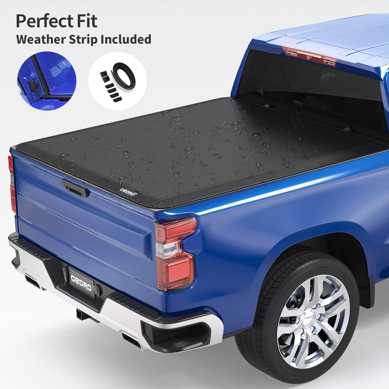 oEdRo Upgraded Soft Tri-fold Truck Bed Tonneau Cover On Top Compatible with 2007-2013 Chevy Silverado/GMC Sierra 1500 with 5.8 Feet Bed, Fleetside