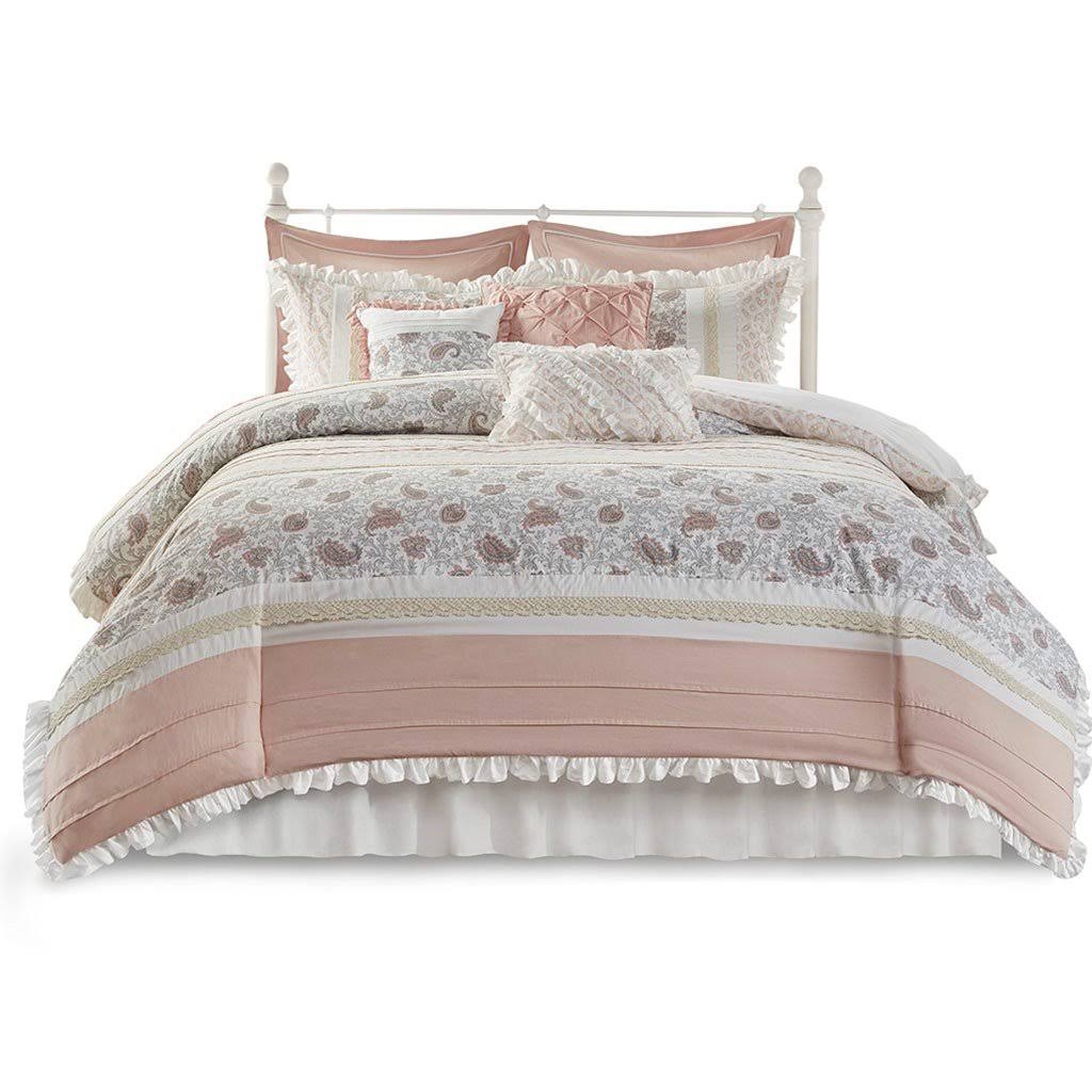 Madison Park Dawn King Blue 9 Piece Cotton Percale Duvet Cover Set
