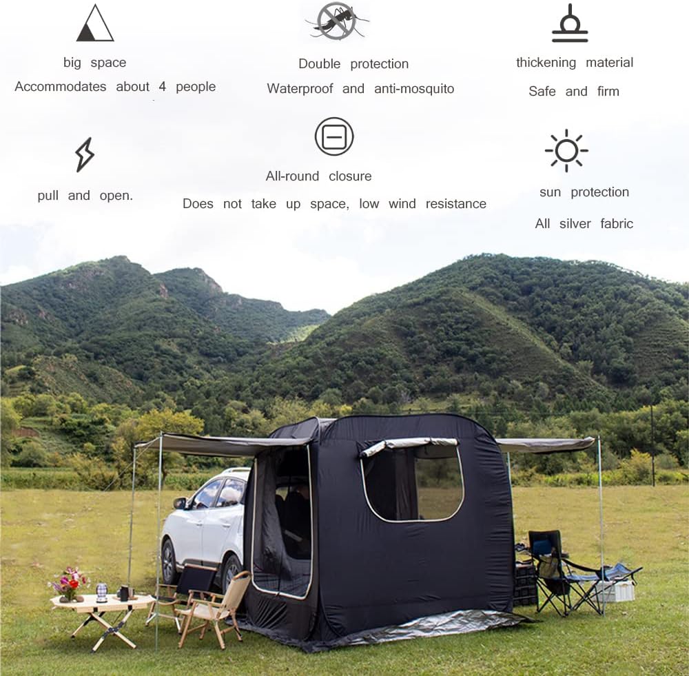 Laaioo SUV tent, SUV tents for Camping ，universal, pop-up tent tailgate tent 4-6 people multifunctional+Rainfly+ floor