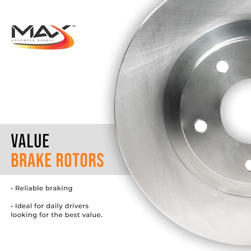 Max Advanced Brakes Rear Brake Kit For 2010 2011 2012 2013 2014 2015 2016 2017 Chevy Equinox GMC Terrain Replacement Geomet Coated OE Disc Brake Rotors and Ceramic Brake Pads