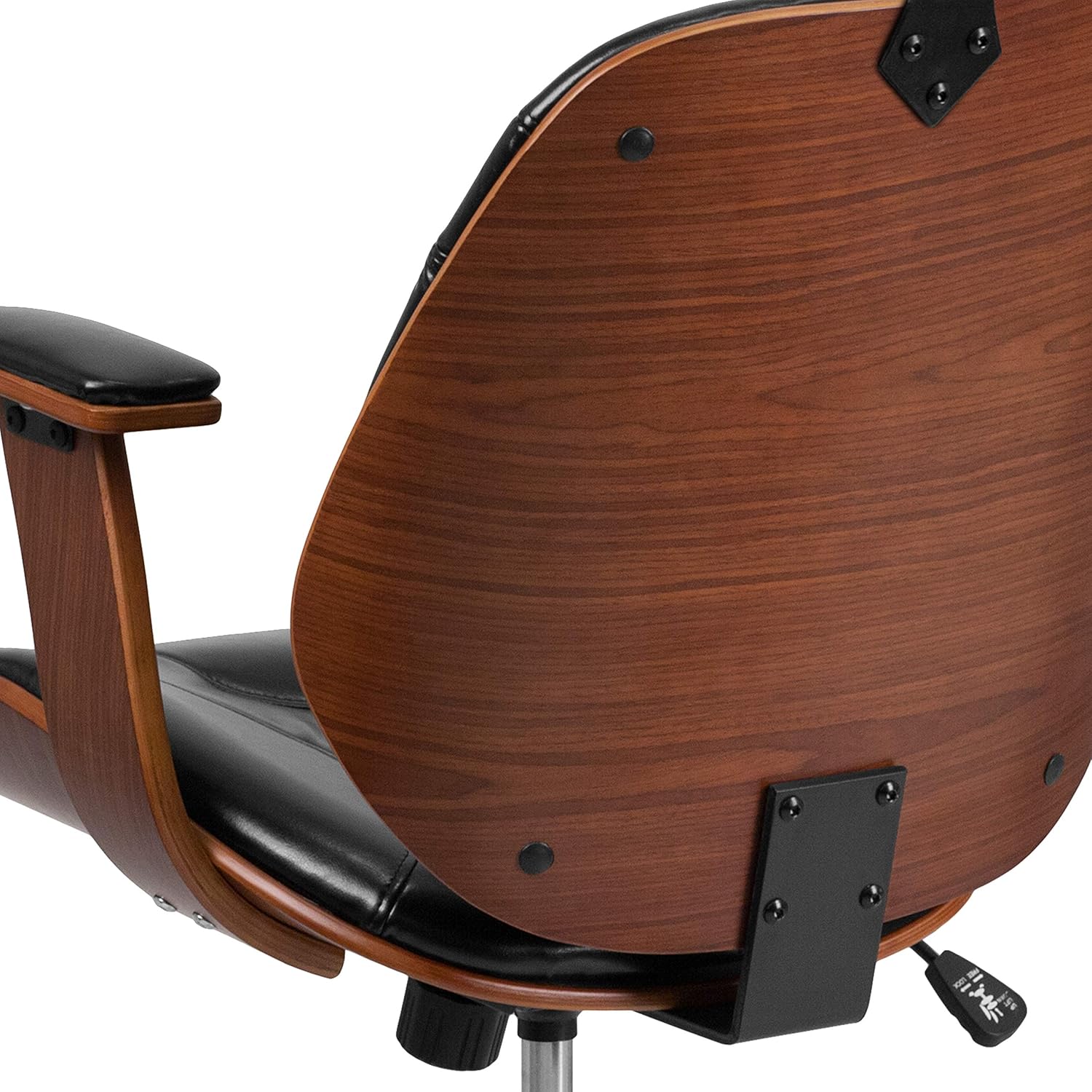 Flash Furniture High Back Black LeatherSoft Executive Ergonomic Wood Swivel Office Chair with Arms