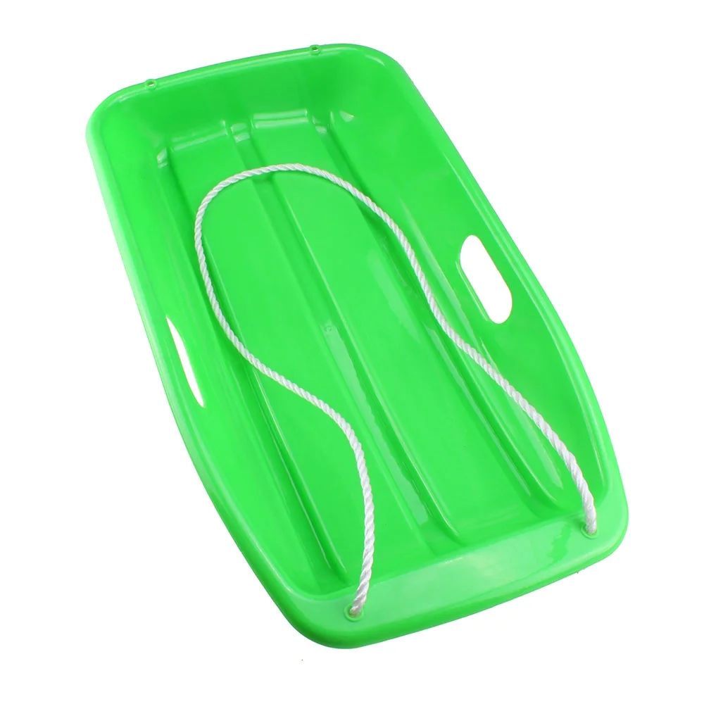 IMAGE Winter Durable Plastic Snow Sled in Boat Shape Snow Sledge for Kids and adult Outdoor Snow Seats , 25.6*14.2*4.3 inch inch Green Color