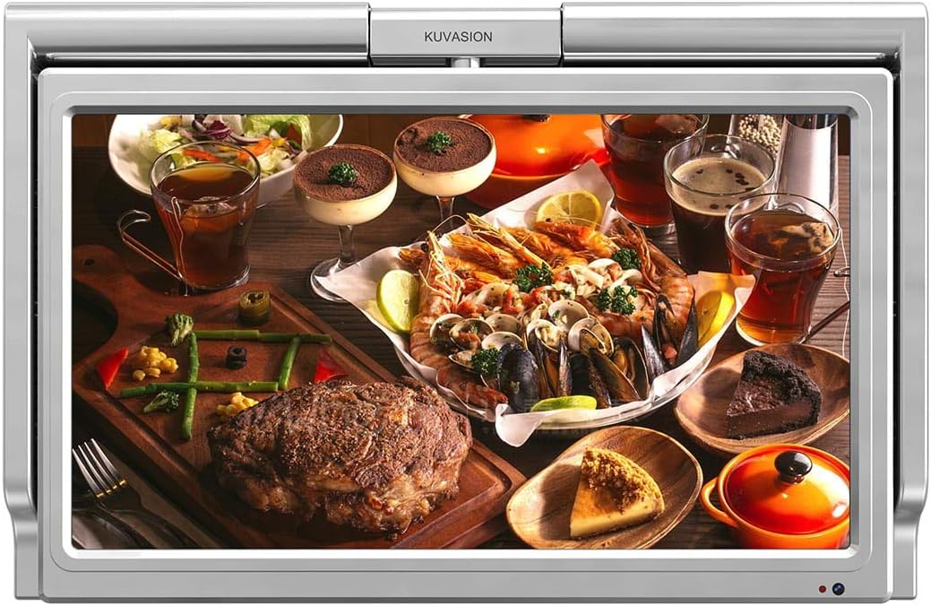 15.6 Inches 1080p Flip Down Kitchen TV, Under Cabinet Kitchen TV, FHD Screen, Glossy Silver Grey, Built-in ATSC+NTSC Tuner, HDMIx2, USB
