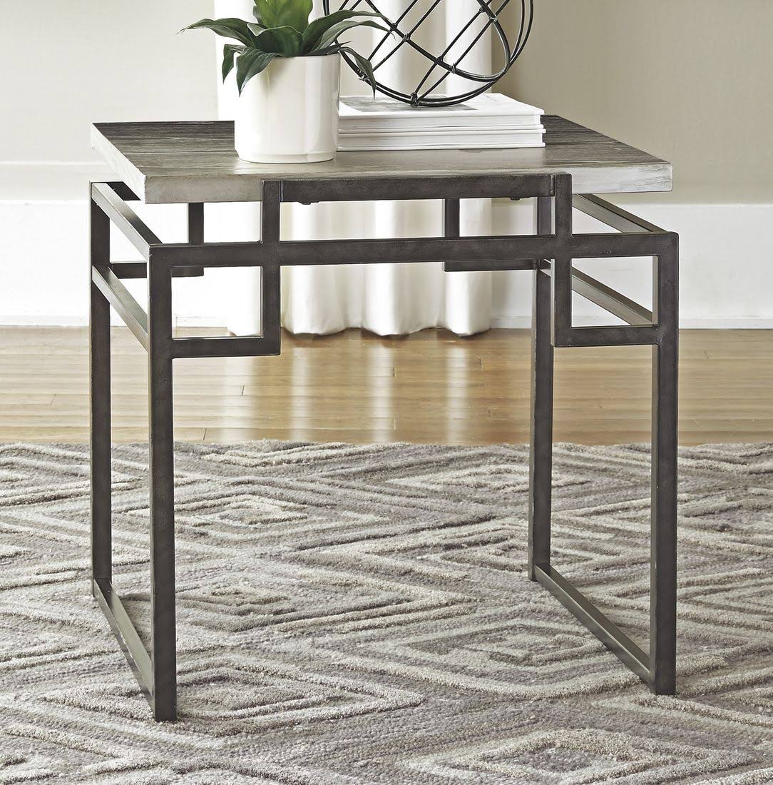 Isman Silver/Black Square End Table by Ashley