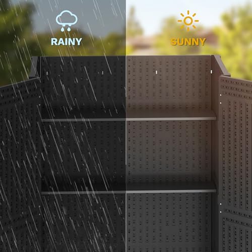 DWVO Outdoor Weather-Resistant Horizontal Storage Shed, 35 Cu Ft Capacity, Lockable and Waterproof, Suitable for Storing Garden Tools, Light Gray