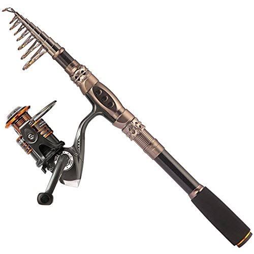 PLUSINNO Fishing Rod and Reel Combos Carbon Fiber Telescopic Fishing Rod with Reel Combo Sea Saltwater Freshwater Kit Fishing Ro