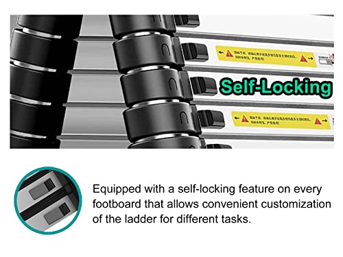 Telesladder Silver Telesextension Ladder, 6.6/8.5/9.5/10.5Ft/12.5/13.5/14.4/15.4/16.7/18/19.4/20/22/23.3 Feet, Step Ladders for Tall Buildings/4.4M/14.4Ft