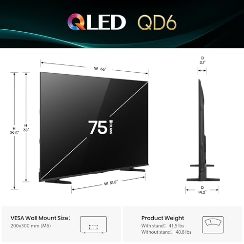 Hisense 85" Class QD6 Series (85QD6QF, 2025 Model) QLED 4K UHD Smart Fire TV, Voice Remote with Alexa, Dolby Vision, Dolby Atmos, Motion Rate 120, HDR 10+, Game Mode Plus, MEMC, VRR, ALLM