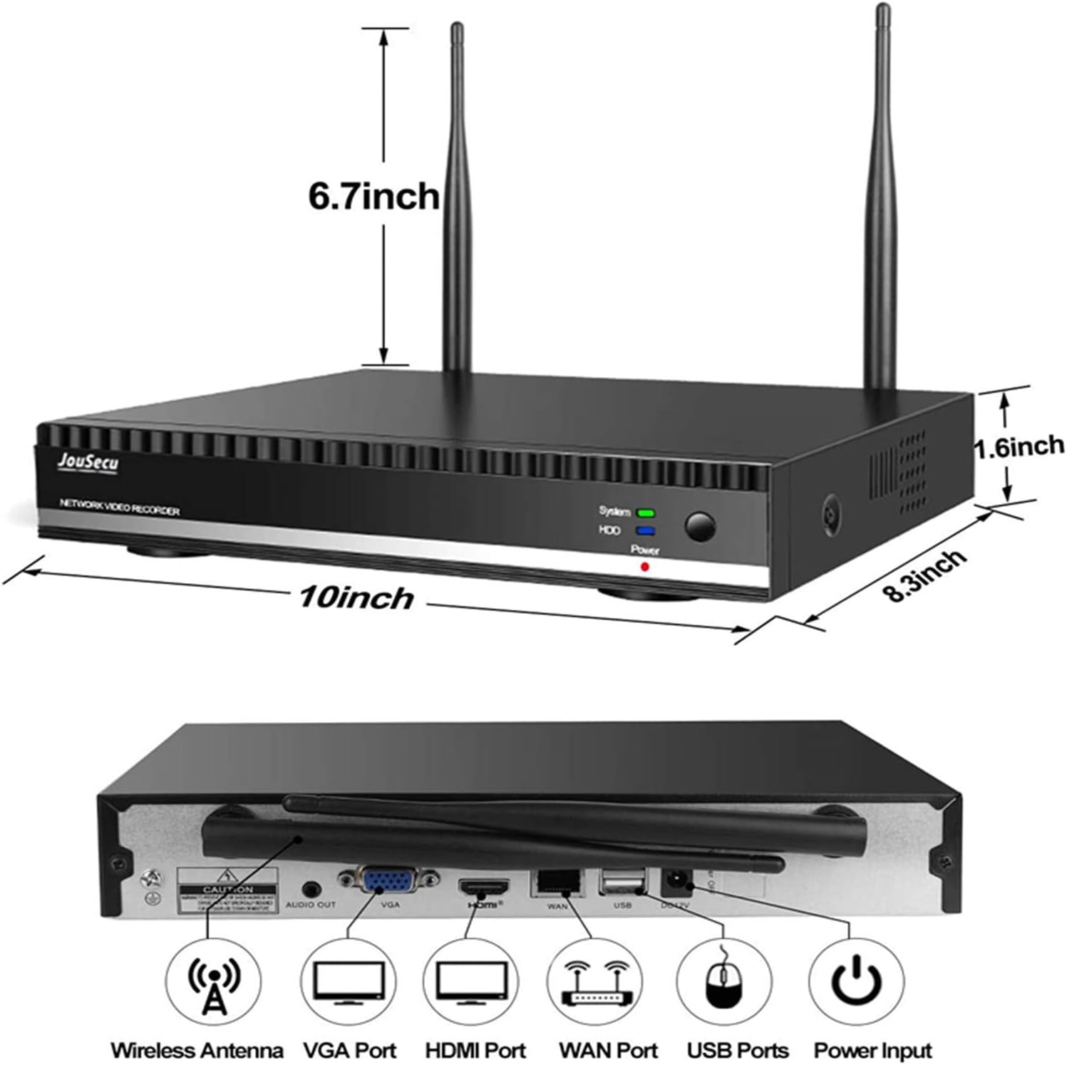 Home Security Camera System Wireless Security Camera System with 8CH NVR 4Pcs 1080P 1 Way Audio Night Vision Remote View Motion Detection Waterproof NO Hard Drive