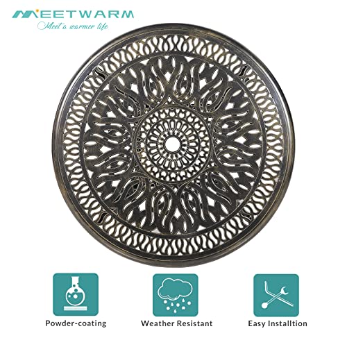 MEETWARM 3-Piece Outdoor Patio Dining Set, All-Weather Cast Aluminum Patio Conversation Set for Backyard Garden Deck with 2 Cushions Swivel Rocker Chairs and 31" Round Table, 2.2" Umbrella Hole