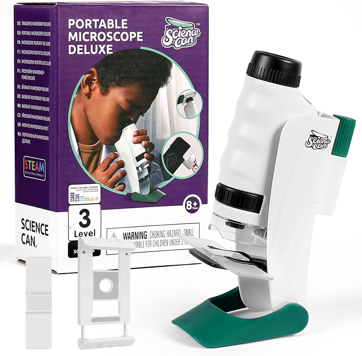 SCIENCE CAN Microscope for Kids,Microscope Science Kit for Kids 8-12,STEM Kids Microscopes for 7 8 9 10 Year Old Boy Girl Gifts Pack of 2