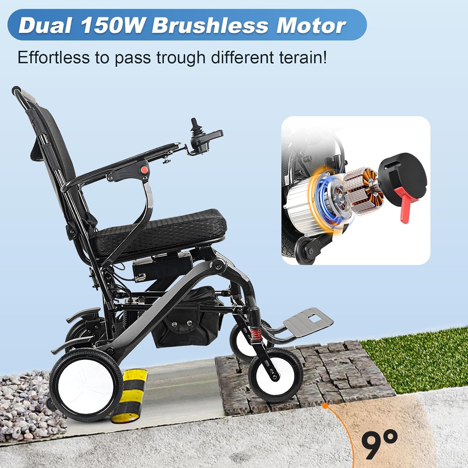 42lb Super Lightweight Electric Wheelchairs for Adults, 13 Miles Long Range Power Wheelchair, Intelligent Motorized Wheelchair for Seniors, Portable Airline Approved (Carbon Fiber Frame)