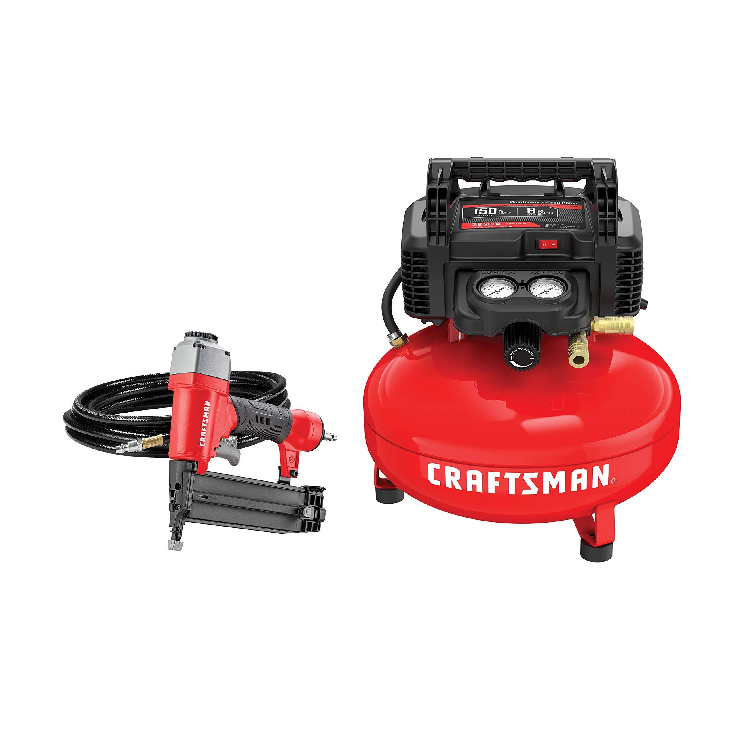 Craftsman 6 gal. Pancake Portable Brad Nailer and Air Compressor Combo Kit 150 PSI 0.8 HP