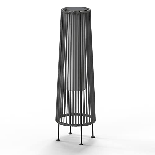 Grand patio Outdoor Floor Solar Light 2-Pack, Wicker Solar Patio Lamp Waterproof Outside Solar Deck Lamp for Porch, Yard, Garden, Lawn Decorations - Light Brown, Gordes 2 PCS