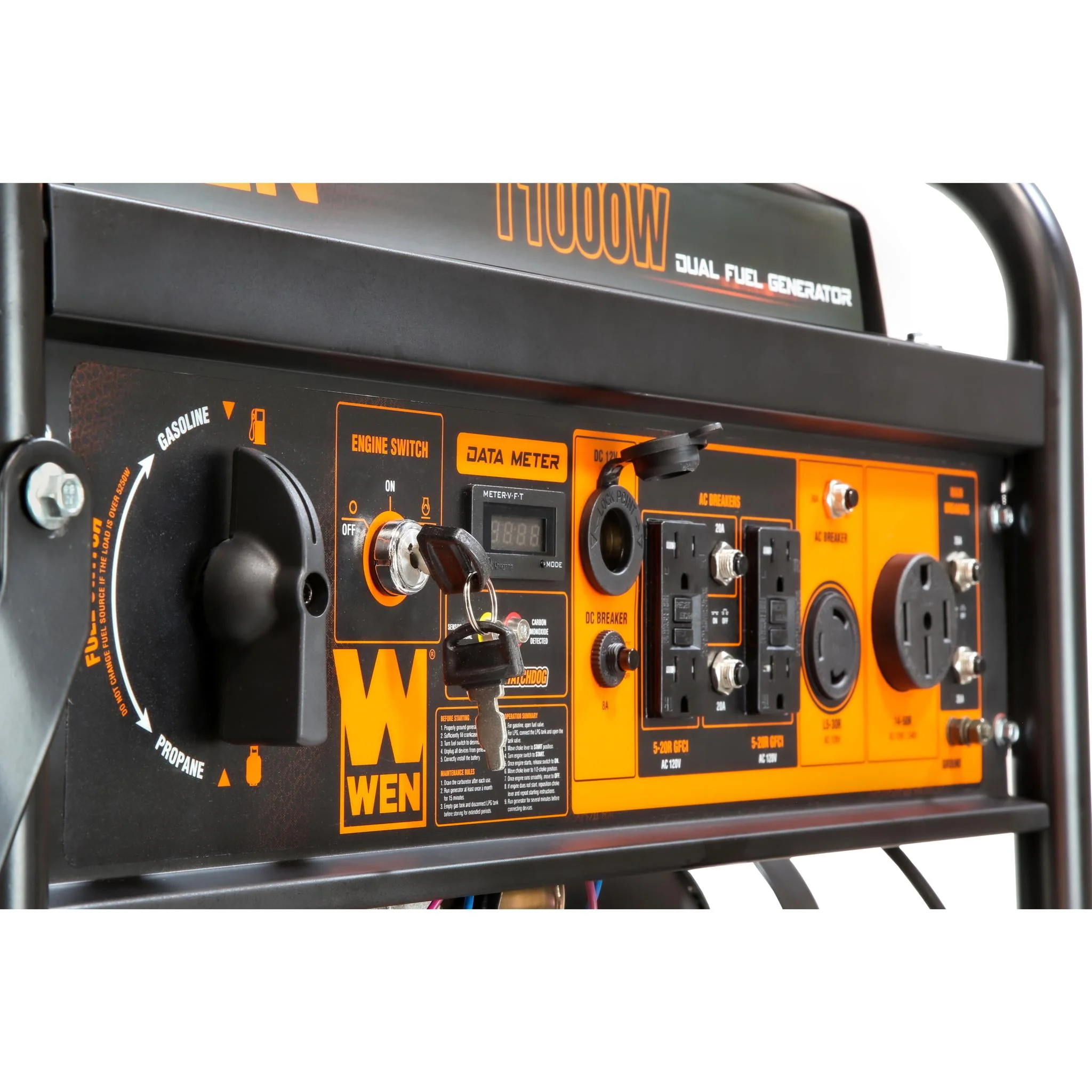 WEN 11000-Watt 120-Volt/240-Volt Dual Fuel Transfer-Switch Ready Electric Start Portable Generator with Wheel Kit and CO Shutdown Sensor