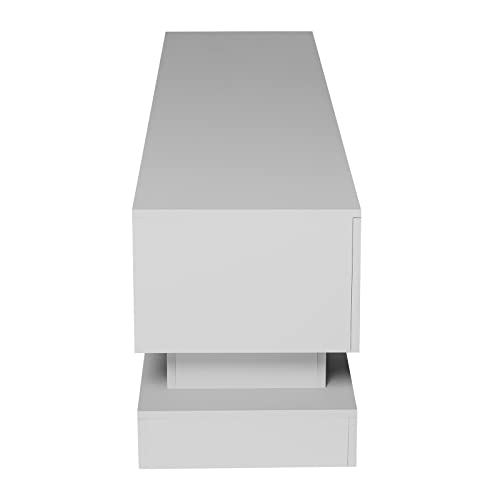 LED TV Stand Compatible with 32 40 50 55 Inch TV, Entertainment Center, High Glossy Front TV Cabinet, TV Console with 2 Large Storage Drawer, 16 RGB LED Backlight, 4 Light Mode and Remote Control Comp