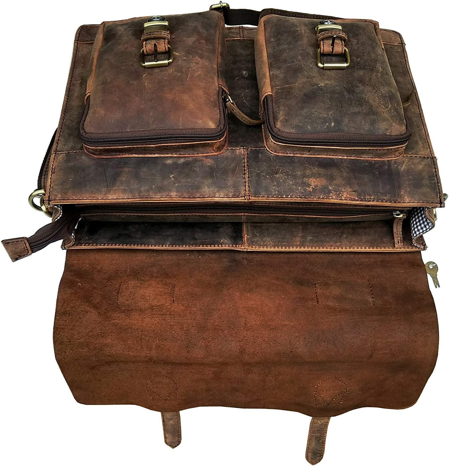 cuero Retro Genuine Buffalo Vintage Hunter Leather Men Laptop Messenger Shoulder Bag Office Briefcase College Bag For Men And Women By Cuero (15 inch)