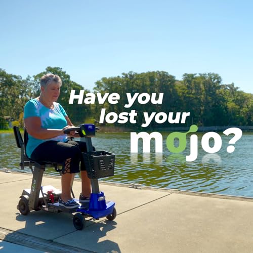 Mojo Auto-Folding Mobility Scooter for Adults - Remote Control | Lightweight | 300lb Weight Capacity | Long Range Power Extended Battery and Comfortable Seat, Basket and Front LED Light - Lemony-Lime