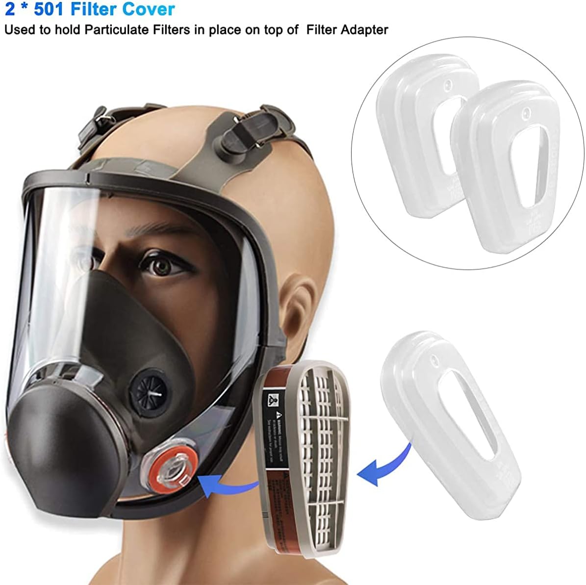 Full Face Respirator Reusable Full Face Wide Field of View For Gas Respirator Painting Welding Woodworking Other Pack of 2