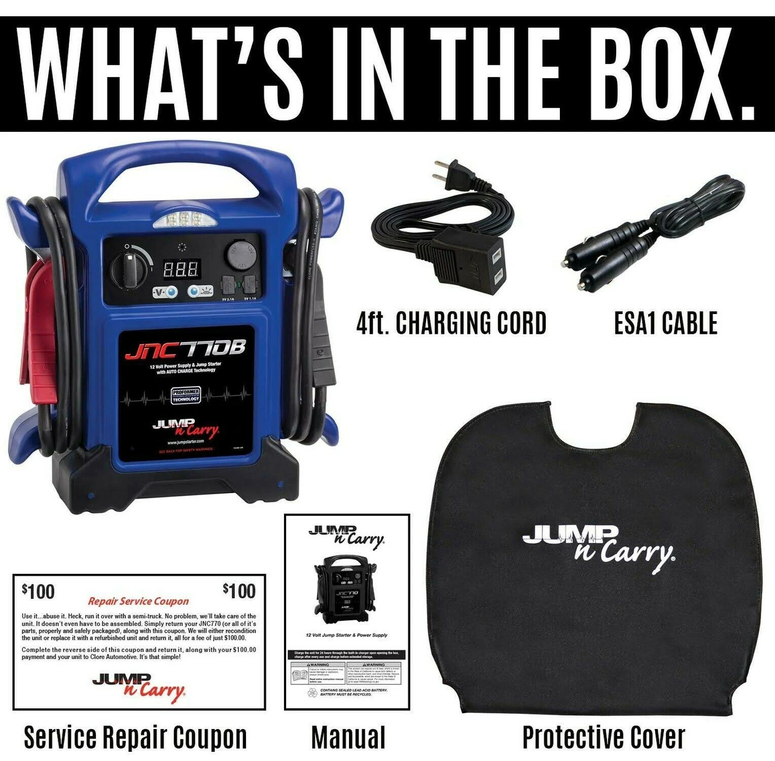 Jump-N-Carry Jnc770b 1700 Peak Amp Premium 12-Volt Jump Starter - Blue
