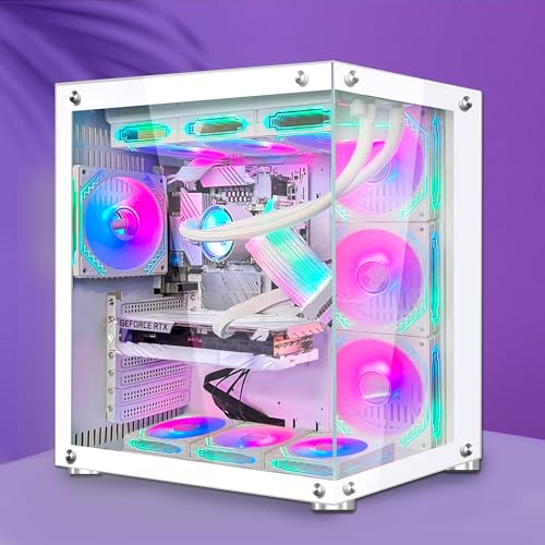 Superview Gaming PC Desktop - AMD Ryzen 7 5700G, RTX 4070 12GB, 32GB DDR4 RAM 3200, 1TB M.2 PCIE SSD, 650W PSU, 360mm AIO, 11AC Wi-Fi, Windows 11 Pro 64-bit Desktop Computer, Black
