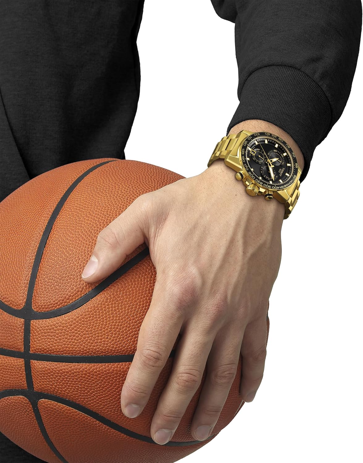 Tissot Mens Supersport Chrono 316L Stainless Steel case with Yellow Gold PVD Coating Quartz Watches, Grey, Stainless Steel, 22 (T1256173305101)