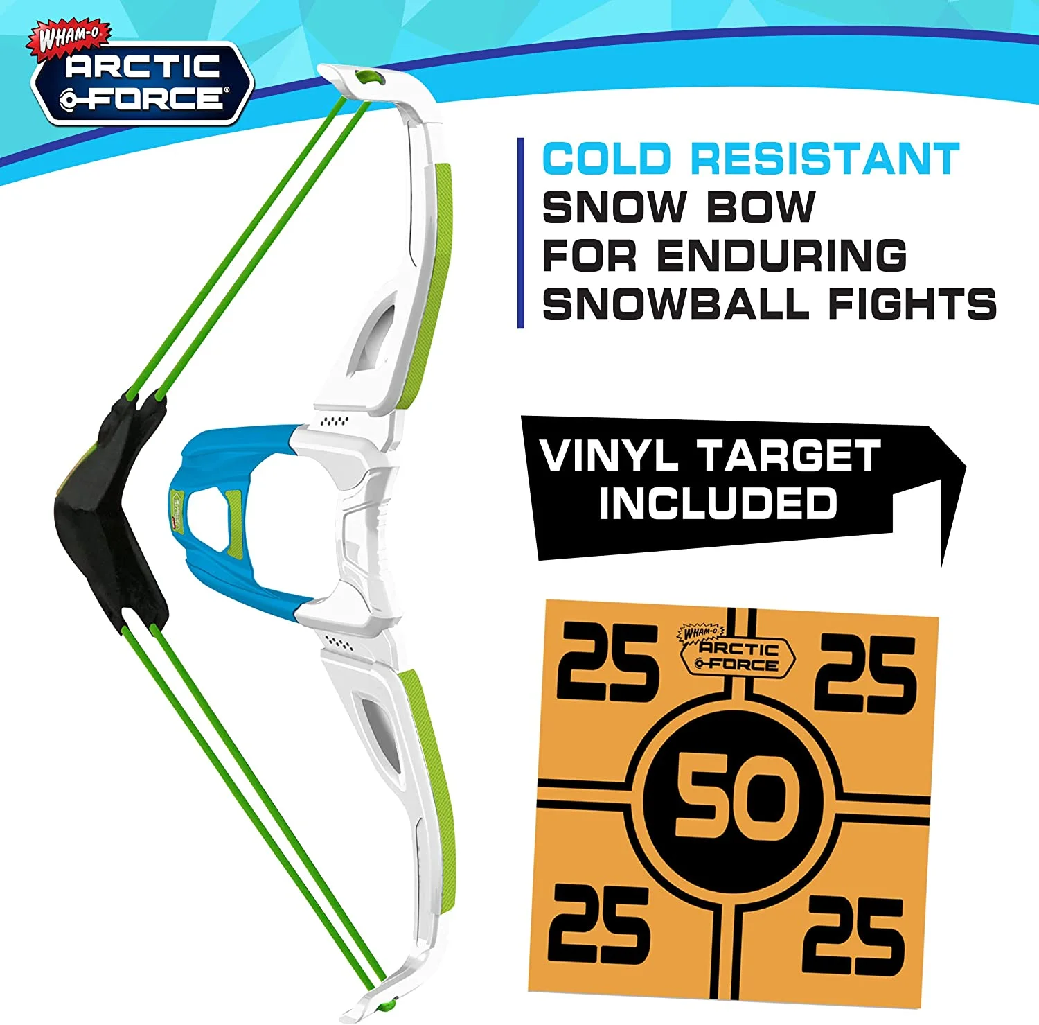 Wham-O Artic Force Mega Bow, Cold Resistant Snow Bow for Enduring Snowball Fights,Comfortable Wrist Brace for Accuracy & Control,Easy Pull Back & Aim 2