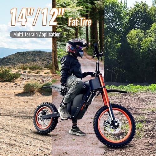 Tuttio Soleil 01 Electric Dirt Bike 2000W, 37MPH Speed, 14"/12" Fat Tires Electric Motorcycle, 48V 21AH Battery for 45 Mile Range,Ideal for Adults & Teens 13+ on Mountain Adventures(USA Warehouse)