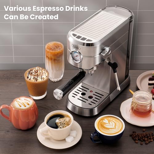 Gevi Espresso Maker 20 Bar, Professional Espresso Machine with Milk Frother, Stainless Steel Expressions Machine for Latte, Cappuccino, Commercial Espresso Machines & Coffee Makers, Great Gift, Beige